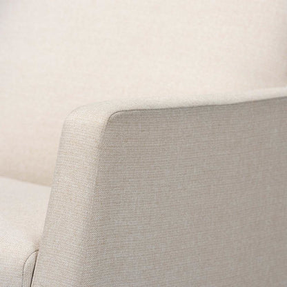 Light Beige Fabric Upholstered Rocking Chair and Ottoman Set