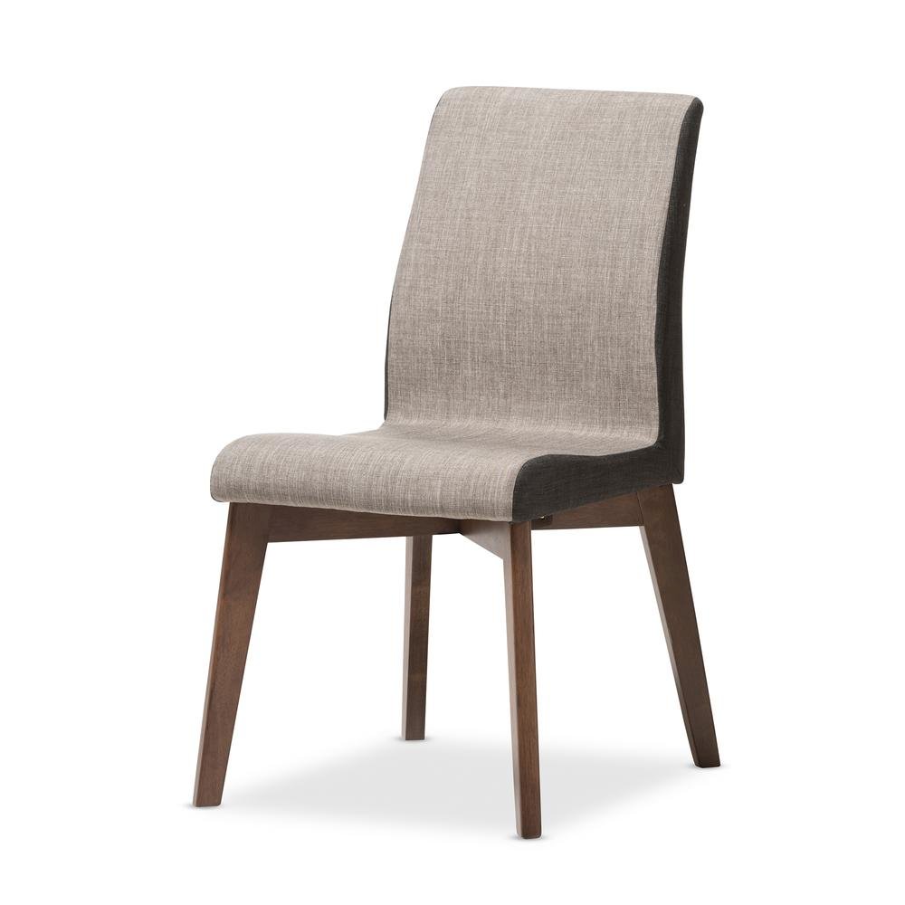 Kimberly Mid-Century Modern Beige and Brown Fabric 5-Piece Dining Set