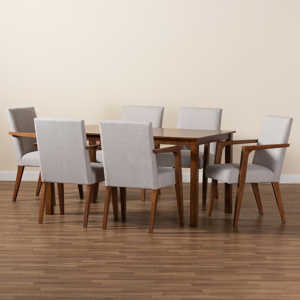 Walnut Brown Finished Wood 7-Piece Dining Set