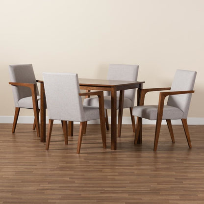 Walnut Brown Finished Wood 5-Piece Dining Set
