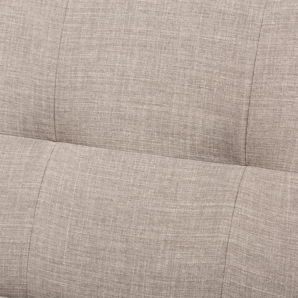 Bianca Mid-Century Modern Walnut Wood Light Grey Fabric Tufted 3-Seater Sofa
