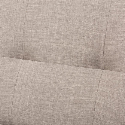 Bianca Mid-Century Modern Walnut Wood Light Grey Fabric Tufted 3-Seater Sofa