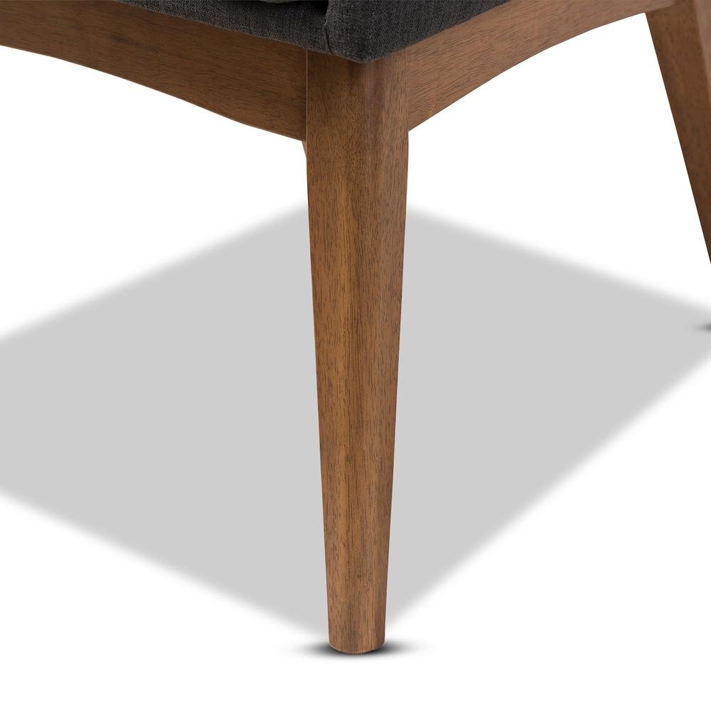 Dark Grey Fabric Upholstered and Walnut Brown Finished Wood 5-Piece Dining Set