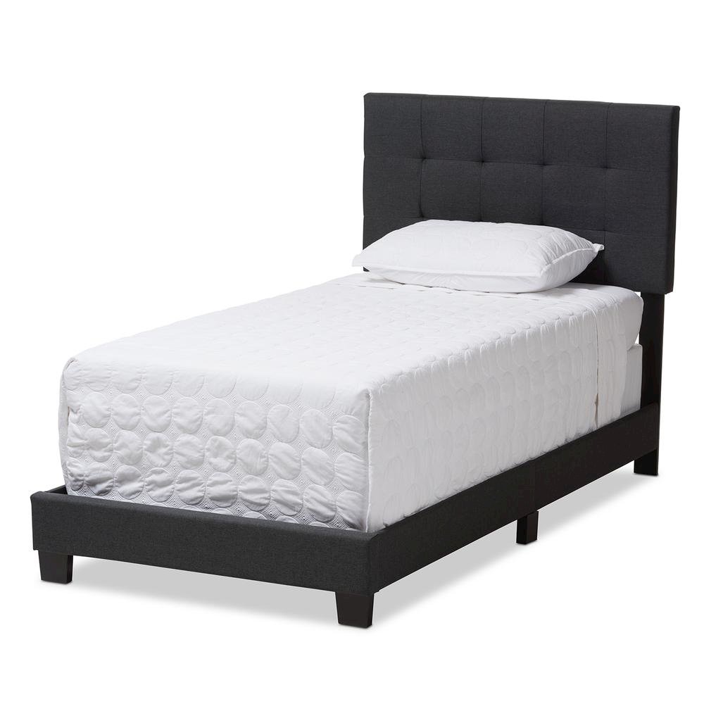 Brookfield Modern and Contemporary Charcoal Grey Fabric Twin Size Bed