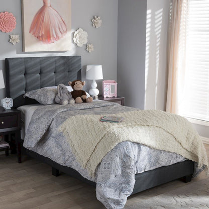 Brookfield Modern and Contemporary Charcoal Grey Fabric Twin Size Bed