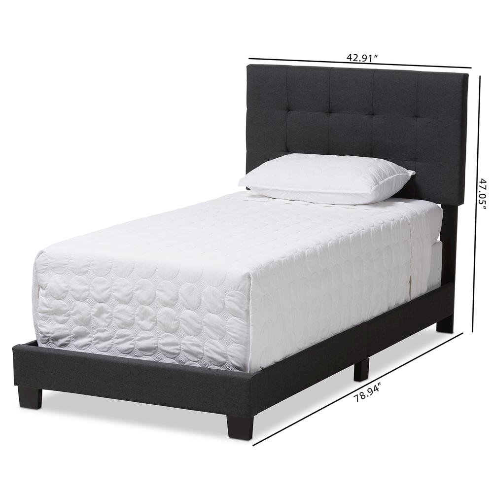 Brookfield Modern and Contemporary Charcoal Grey Fabric Twin Size Bed