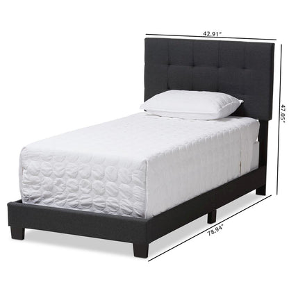 Brookfield Modern and Contemporary Charcoal Grey Fabric Twin Size Bed