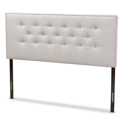 Greyish Beige Fabric Upholstered Full Size Headboard
