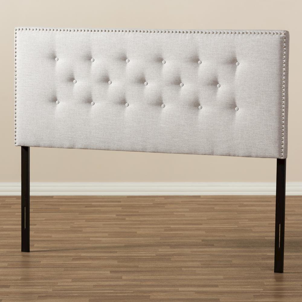 Greyish Beige Fabric Upholstered Full Size Headboard