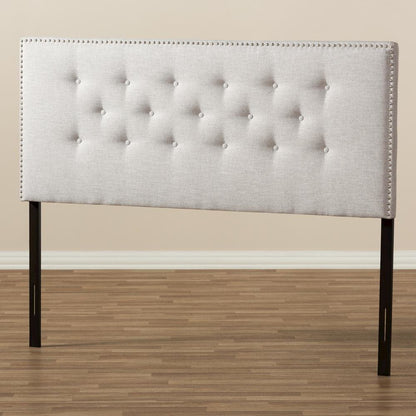 Greyish Beige Fabric Upholstered Full Size Headboard