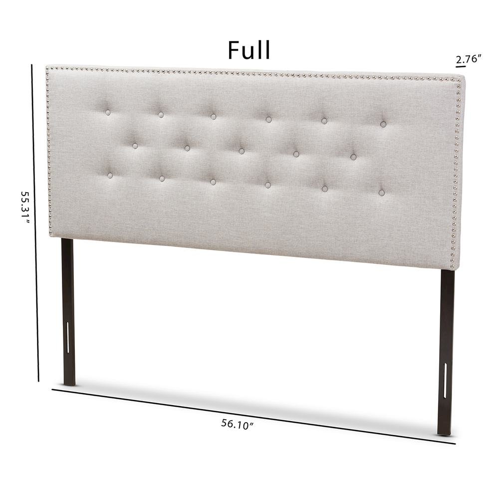 Greyish Beige Fabric Upholstered Full Size Headboard