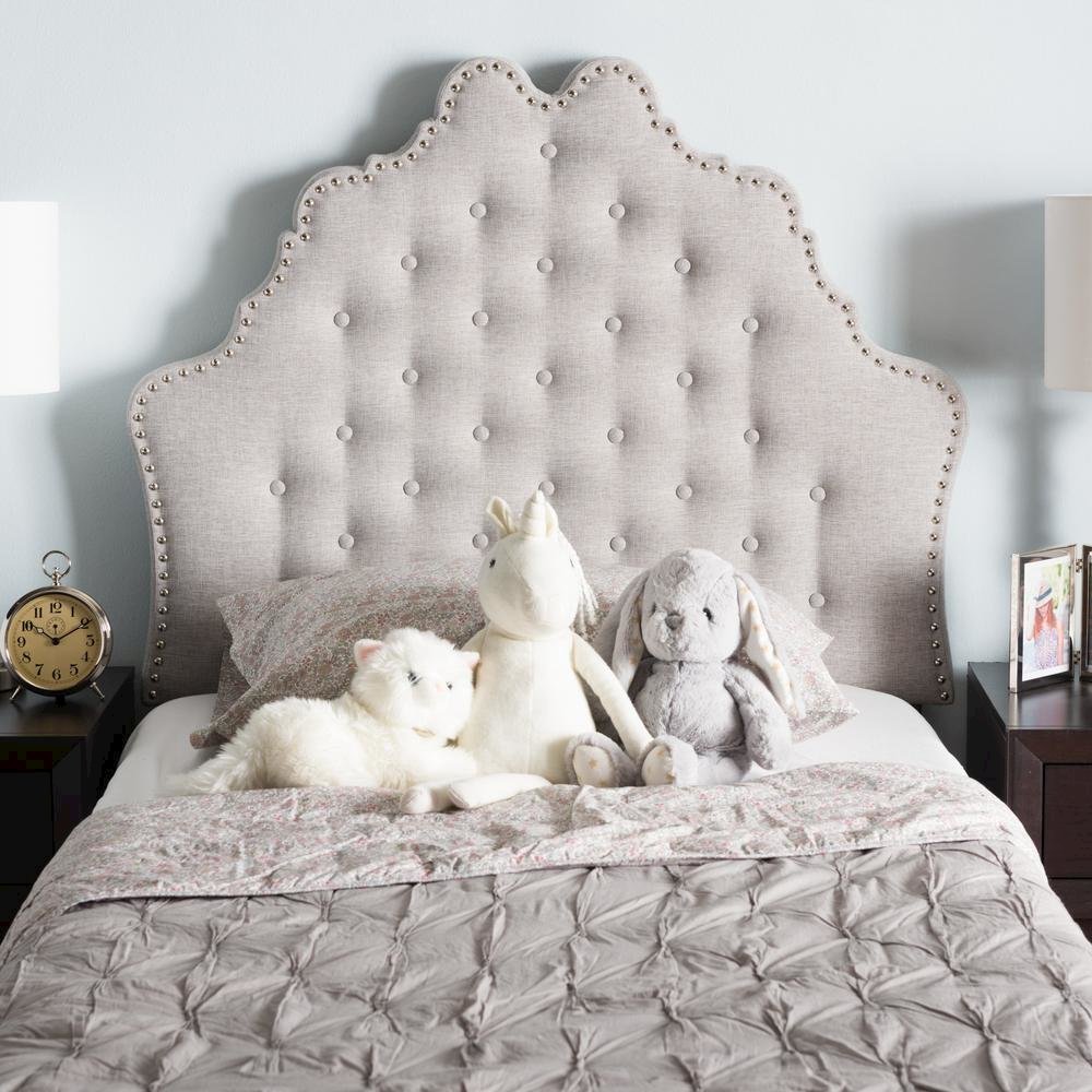 Hilda Modern and Contemporary Greyish Beige Fabric Twin Size Headboard