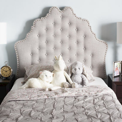 Hilda Modern and Contemporary Greyish Beige Fabric Twin Size Headboard