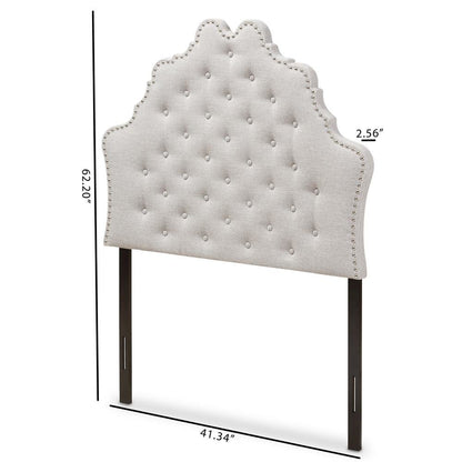 Hilda Modern and Contemporary Greyish Beige Fabric Twin Size Headboard
