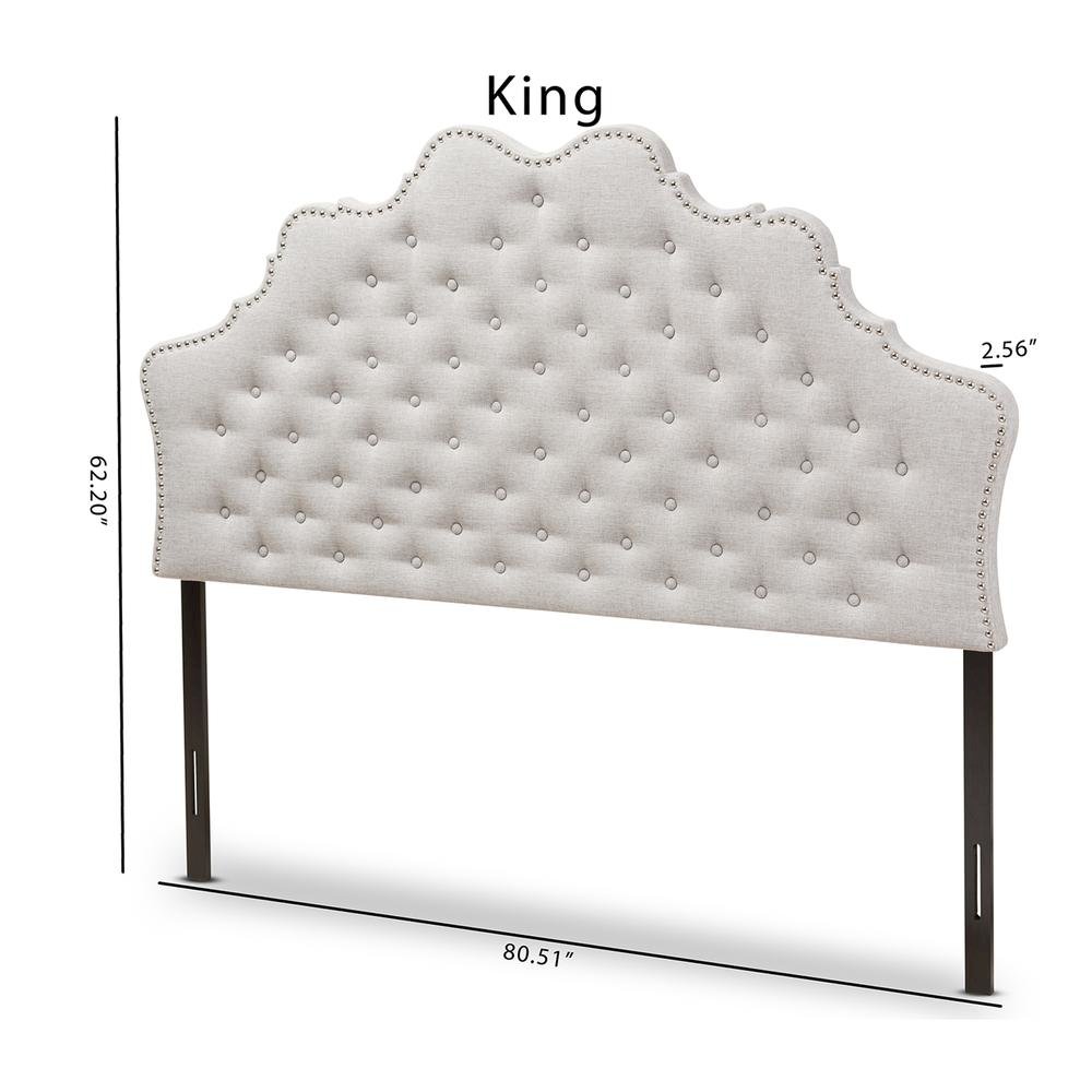 Hilda Modern and Contemporary Greyish Beige Fabric King Size Headboard