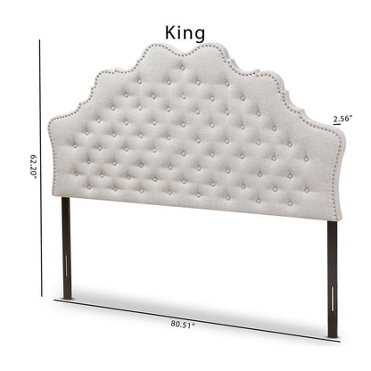 Hilda Modern and Contemporary Greyish Beige Fabric King Size Headboard