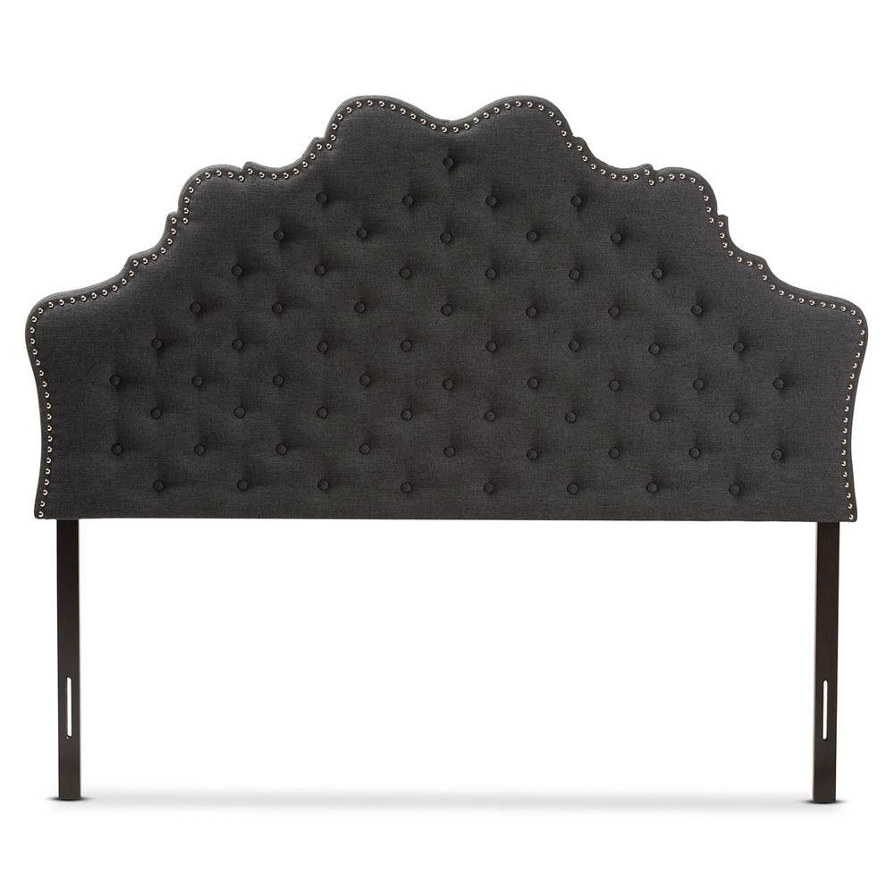Hilda Modern and Contemporary Dark Grey Fabric Queen Size Headboard