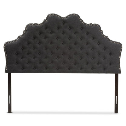 Hilda Modern and Contemporary Dark Grey Fabric Queen Size Headboard