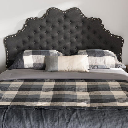 Hilda Modern and Contemporary Dark Grey Fabric Queen Size Headboard