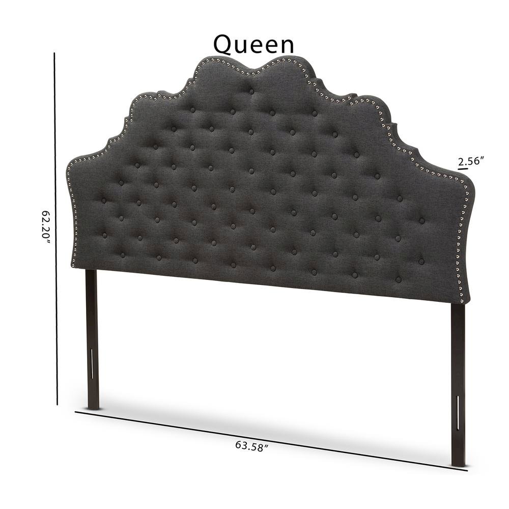 Hilda Modern and Contemporary Dark Grey Fabric Queen Size Headboard