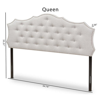 Aurora Modern and Contemporary Greyish Beige Fabric Queen Size Headboard
