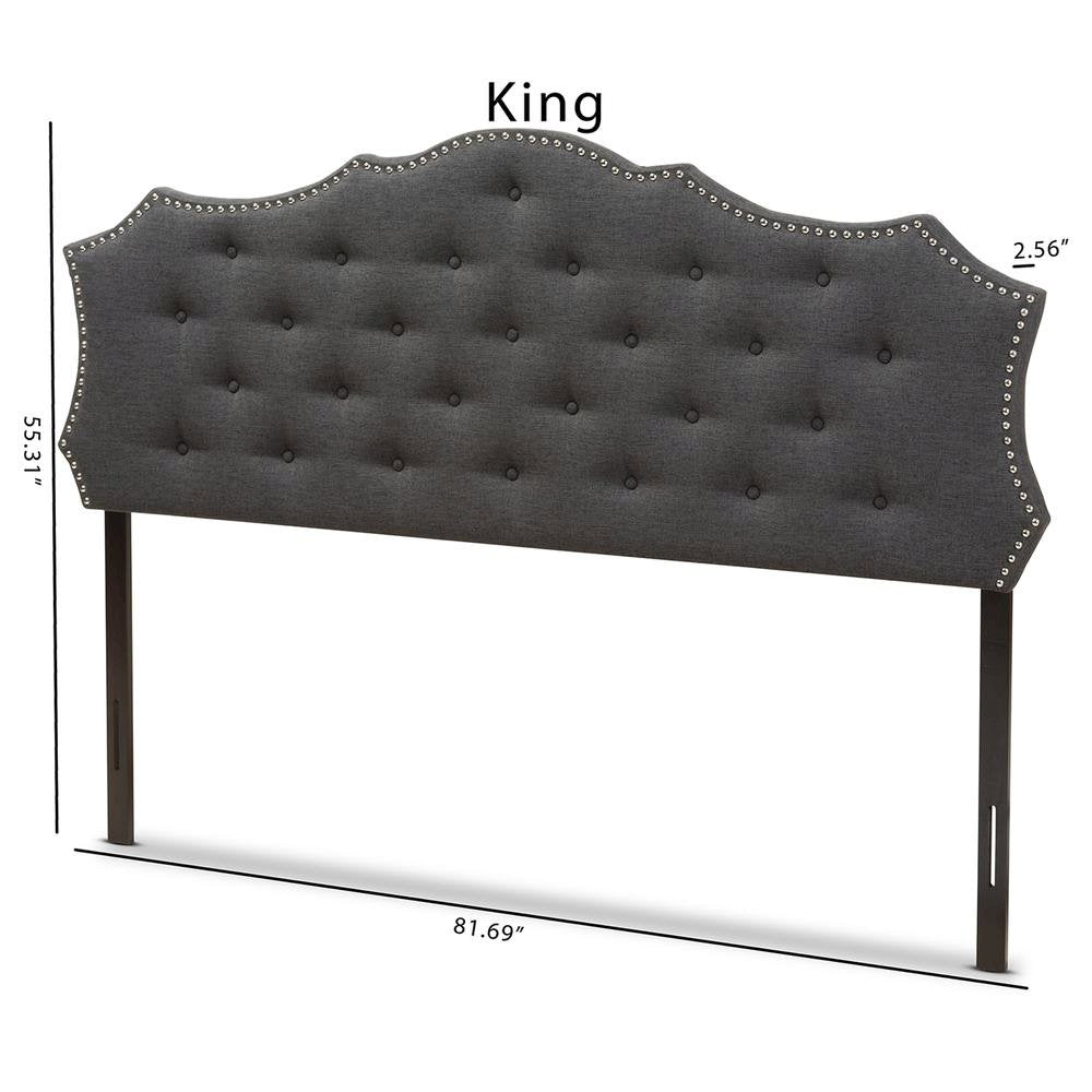 Aurora Modern and Contemporary Dark Grey Fabric King Size Headboard