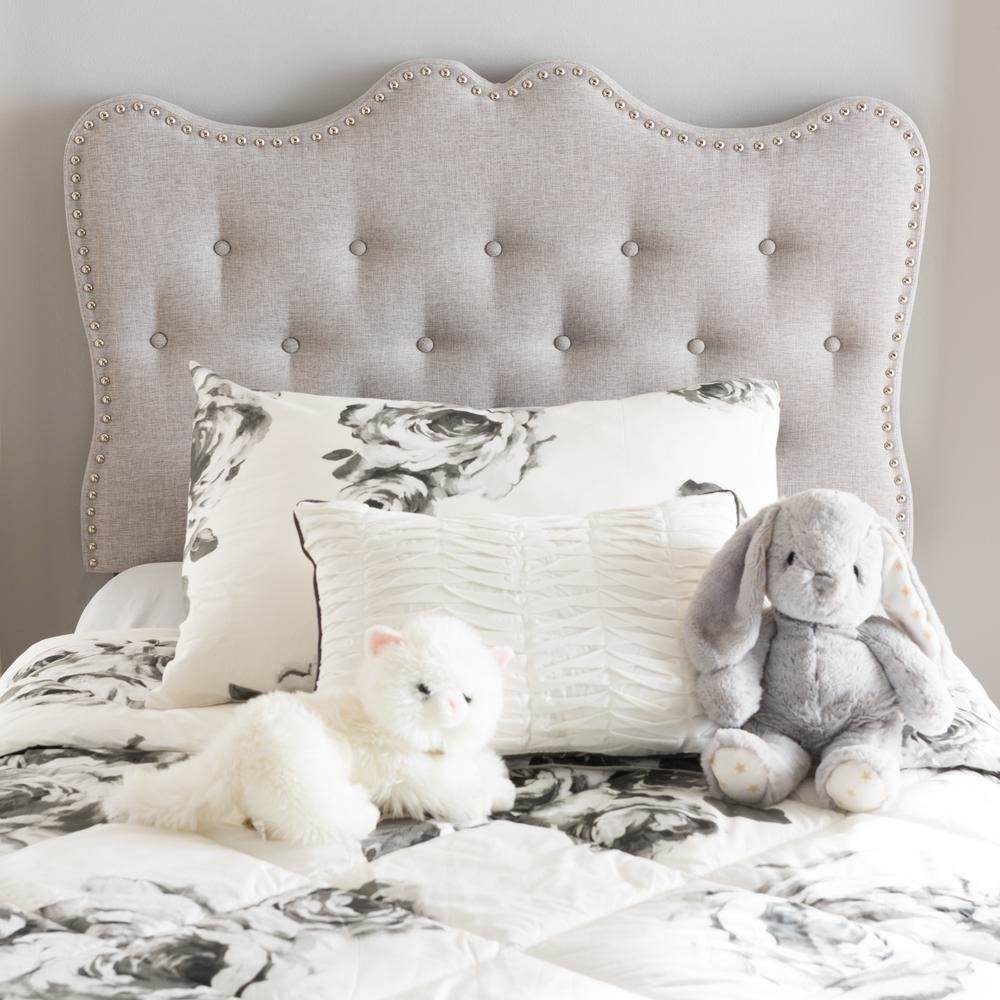 Emma Modern and Contemporary Greyish Beige Fabric Twin Size Headboard