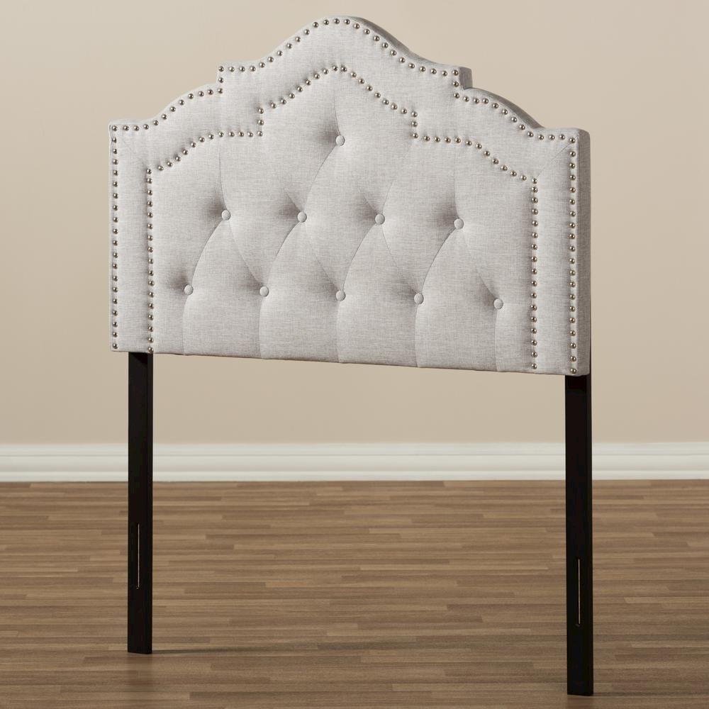 Edith Modern and Contemporary Greyish Beige Fabric Twin Size Headboard