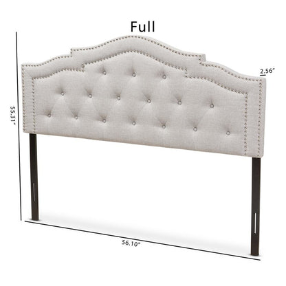 Edith Modern and Contemporary Greyish Beige Fabric Full Size Headboard