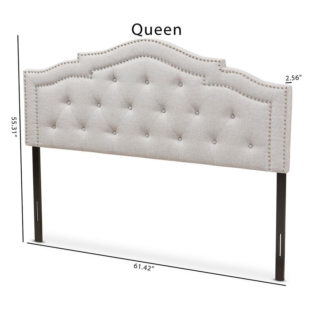 Edith Modern and Contemporary Greyish Beige Fabric Queen Size Headboard