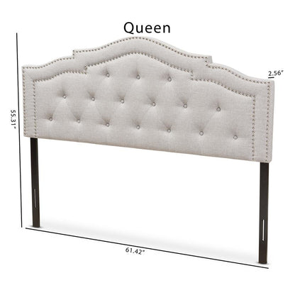 Edith Modern and Contemporary Greyish Beige Fabric Queen Size Headboard