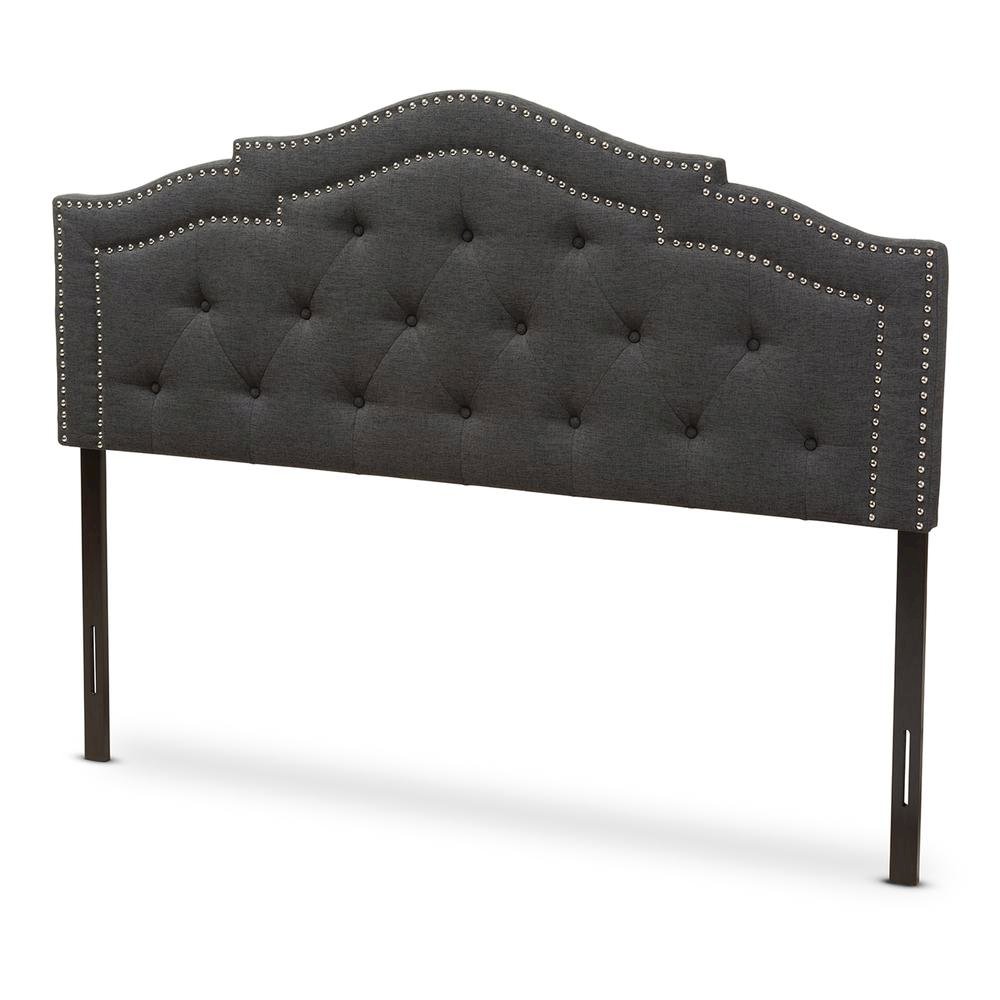 Edith Modern and Contemporary Dark Grey Fabric Queen Size Headboard