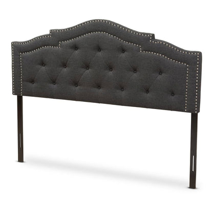 Edith Modern and Contemporary Dark Grey Fabric Queen Size Headboard
