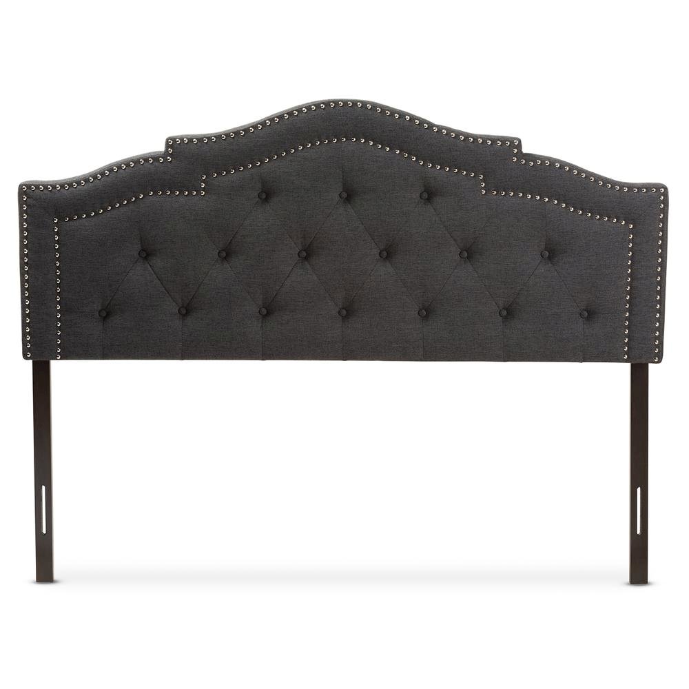 Edith Modern and Contemporary Dark Grey Fabric Queen Size Headboard