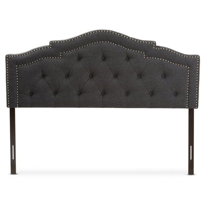 Edith Modern and Contemporary Dark Grey Fabric Queen Size Headboard