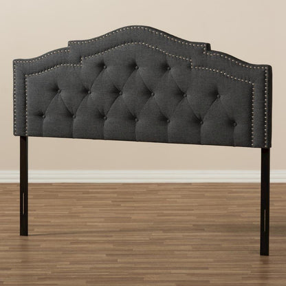 Edith Modern and Contemporary Dark Grey Fabric Queen Size Headboard