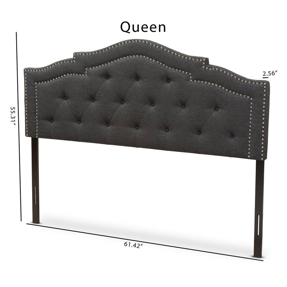 Edith Modern and Contemporary Dark Grey Fabric Queen Size Headboard