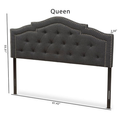 Edith Modern and Contemporary Dark Grey Fabric Queen Size Headboard