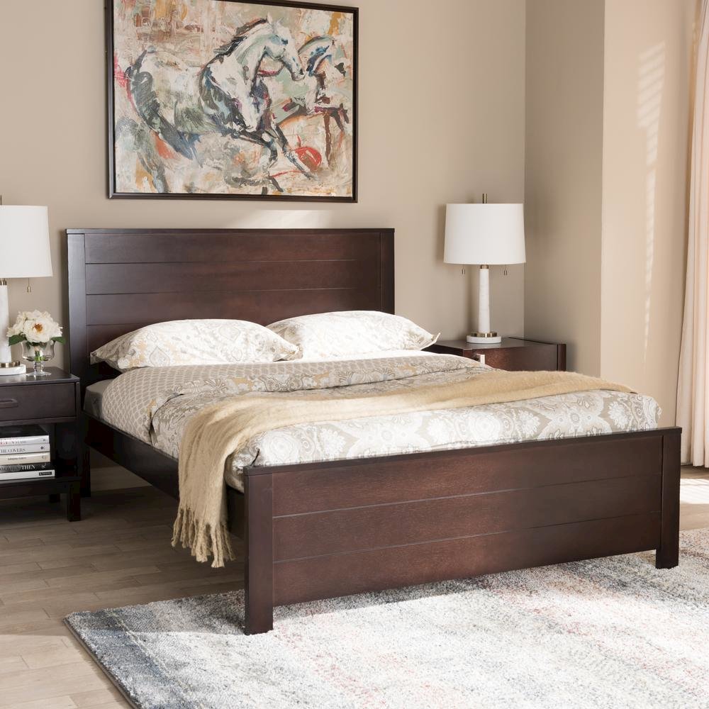 Catalina Modern Classic Mission Style Dark Brown-Finished Wood Full Platform Bed