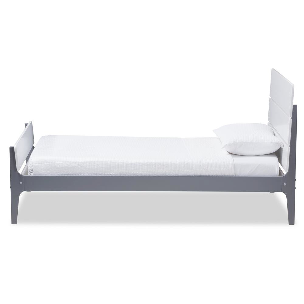 Classic Mission Style White and Dark Grey-Finished Wood Twin Platform Bed