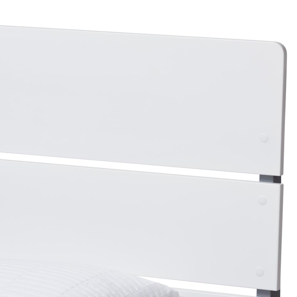Classic Mission Style White and Dark Grey-Finished Wood Twin Platform Bed