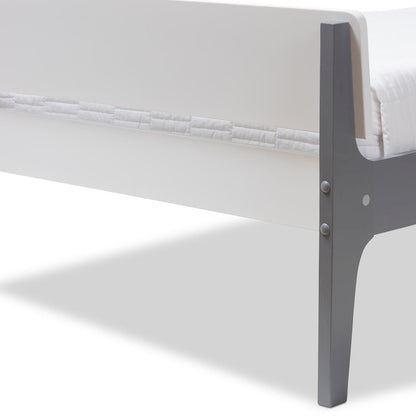 Classic Mission Style White and Dark Grey-Finished Wood Twin Platform Bed
