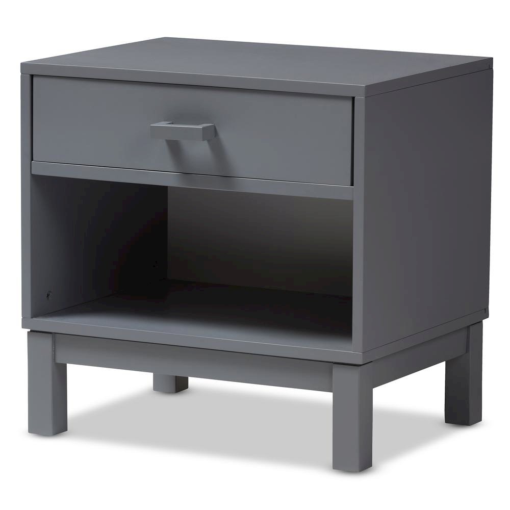 Baxton Studio Deirdre Modern and Contemporary Grey Wood 1-Drawer Nightstand