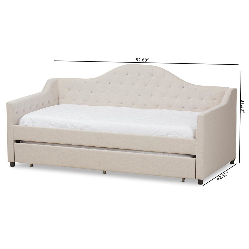 Perry Modern and Contemporary Light Beige Fabric Daybed with Trundle