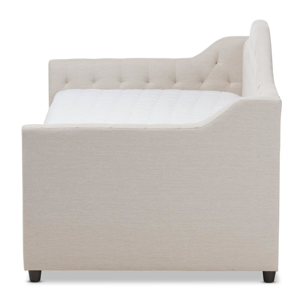 Perry Modern and Contemporary Light Beige Fabric Daybed with Trundle