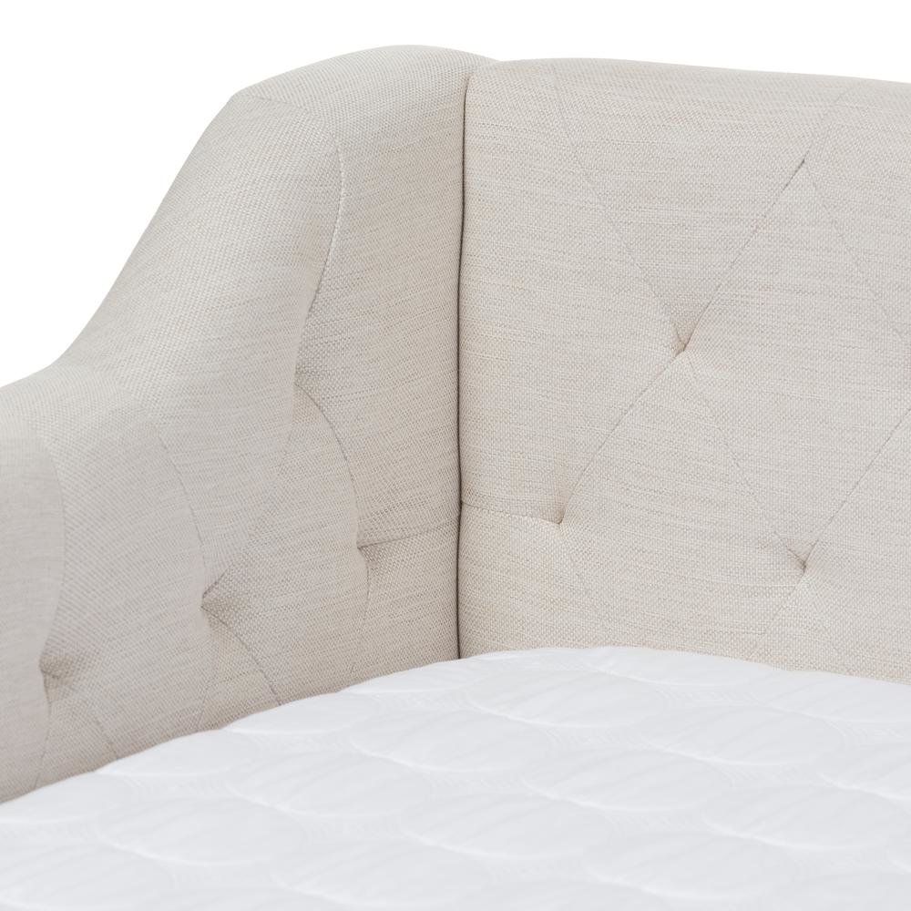 Perry Modern and Contemporary Light Beige Fabric Daybed with Trundle