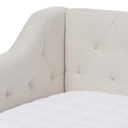 Perry Modern and Contemporary Light Beige Fabric Daybed with Trundle