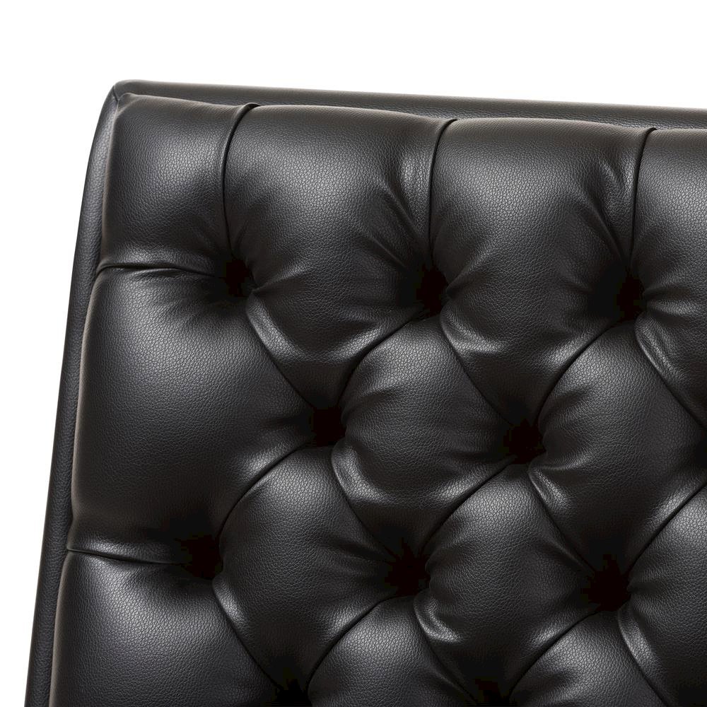 Leather Upholstered Walnut Finished Wood Lounge Chair