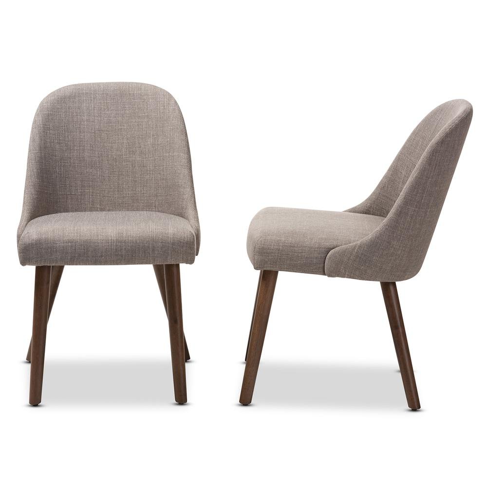 Light Grey Fabric Upholstered Walnut Finished Wood Dining Chair (Set of 2)