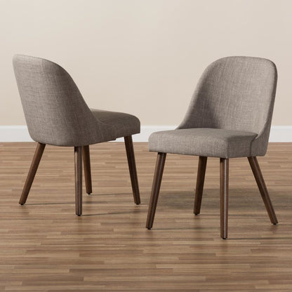 Light Grey Fabric Upholstered Walnut Finished Wood Dining Chair (Set of 2)